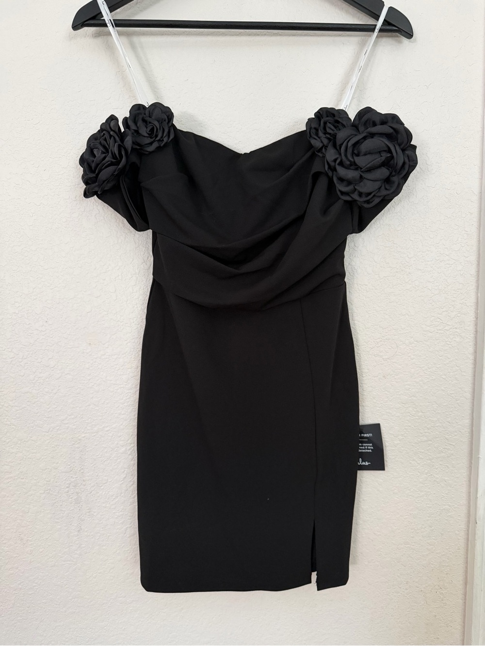 Black Floral Off-Shoulder Cocktail Dress